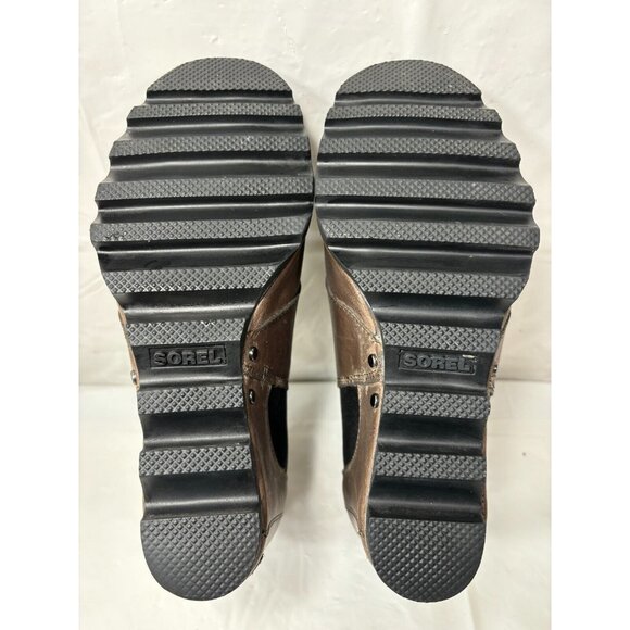 SOREL Lea Wedge Brown Waterproof Leather Boots Size 6.5 - Picture 6 of 12